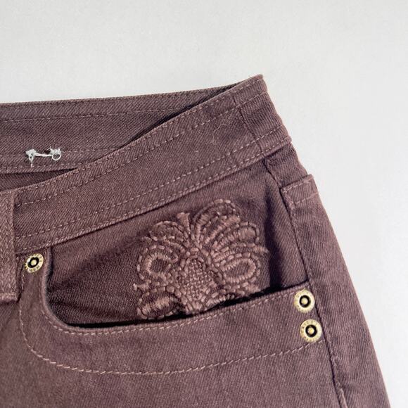 Chico's Platinum Jeans Woman's 2 Reg(M 12) Brown Embroidered Rivet Embellishment - Picture 4 of 16
